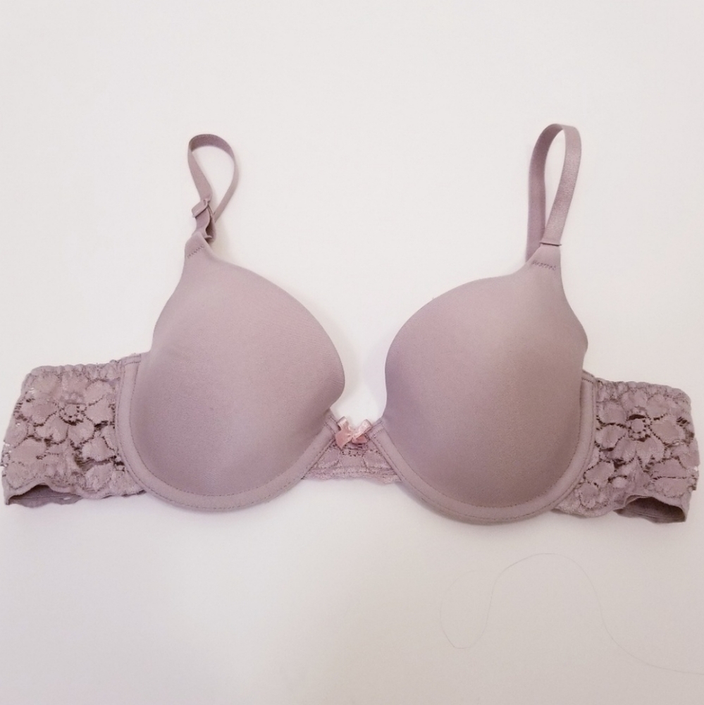 Maidenform 34A Gray Neutral Lace Bra
